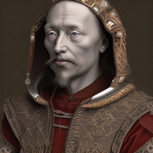 medieval courtier without a face drawn in medieval style