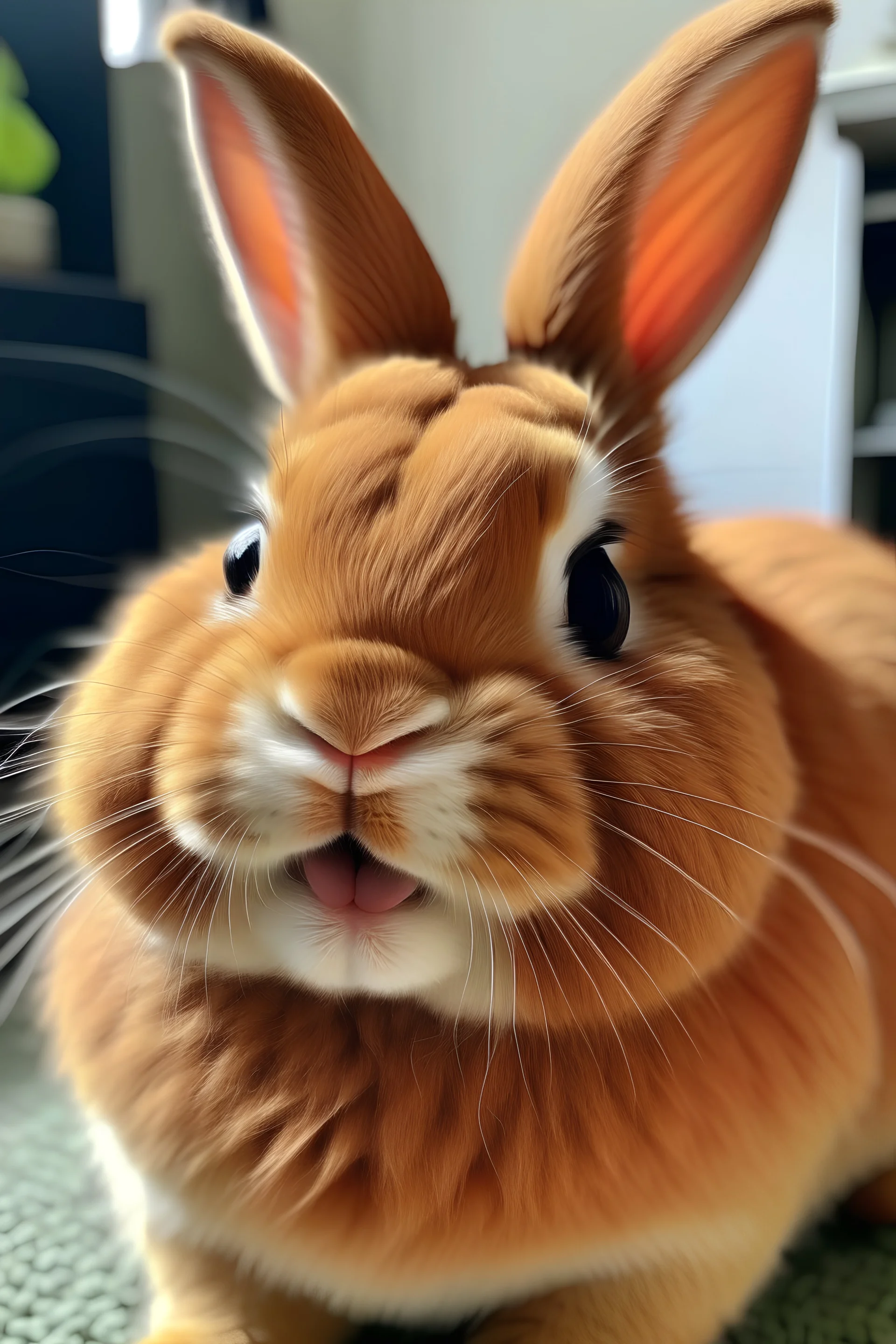 a happy ginger colour bunny