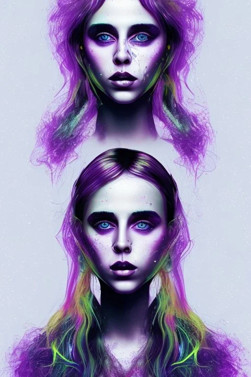 Danish singer MØ face, Abstract, purple tones,