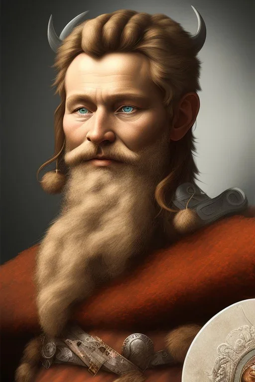 Fire theme art, Portrait of a viking by Michelangelo, 8K, close-up face