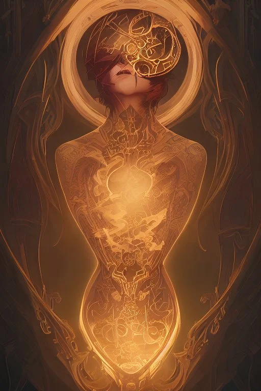 foggy, ominous, intricate and sharp tattoo style art, elegant golden hourglass with golden rings enclosing the glass dome chambers. in the upper chamber is a sandstorm tornado-like question mark swirling down and pouring though the neck into a large pile of human bones.