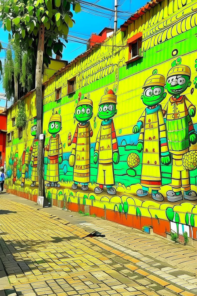 Street art in the style of Os Gemeos