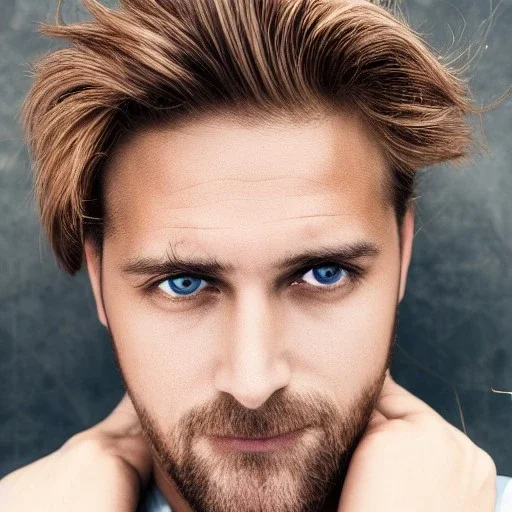 Man with brown eyes and blond hair