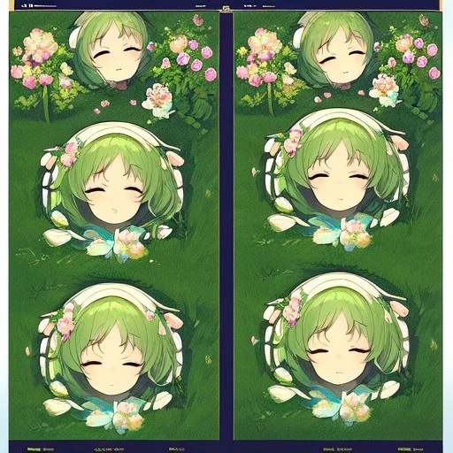 tiny anime girl sleeping in the distance, laying down in a field of flowers, underneath a willow tree, with a butterfly on her nose, hand detail looks human.zoom out. zoom out