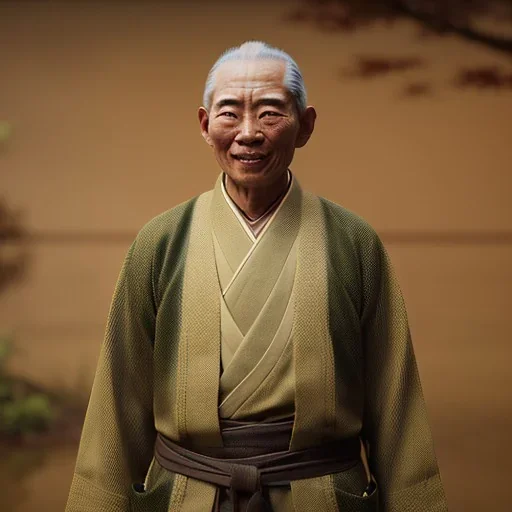 A man in old Japanese clothes is standing in nature while it is raining. It is winter. high quality , high details , unreal engine, dream style , magic style ,