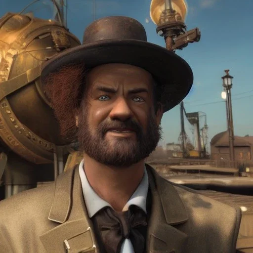 Tom Hanks steam punk character very detailed cinematic unreal engine photo realistic