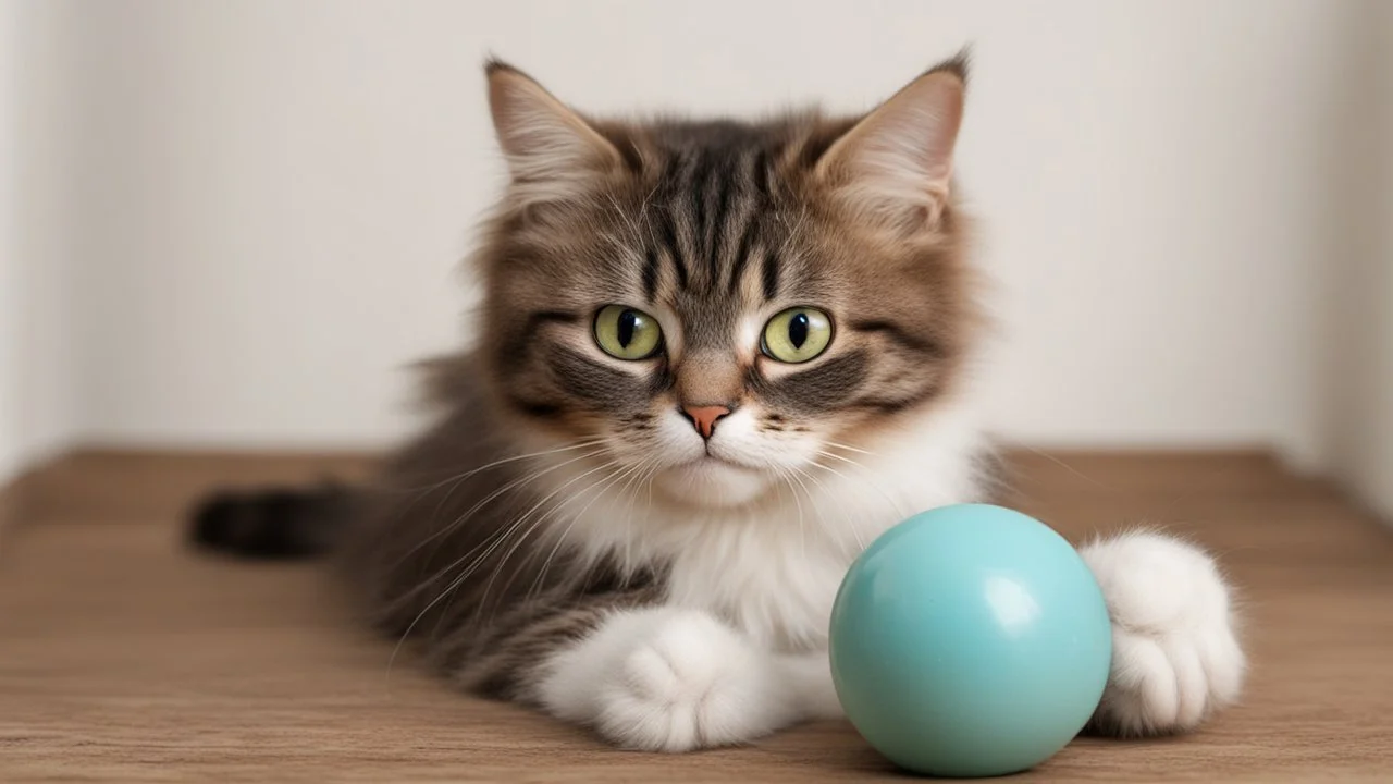 funny cat with not bright ball