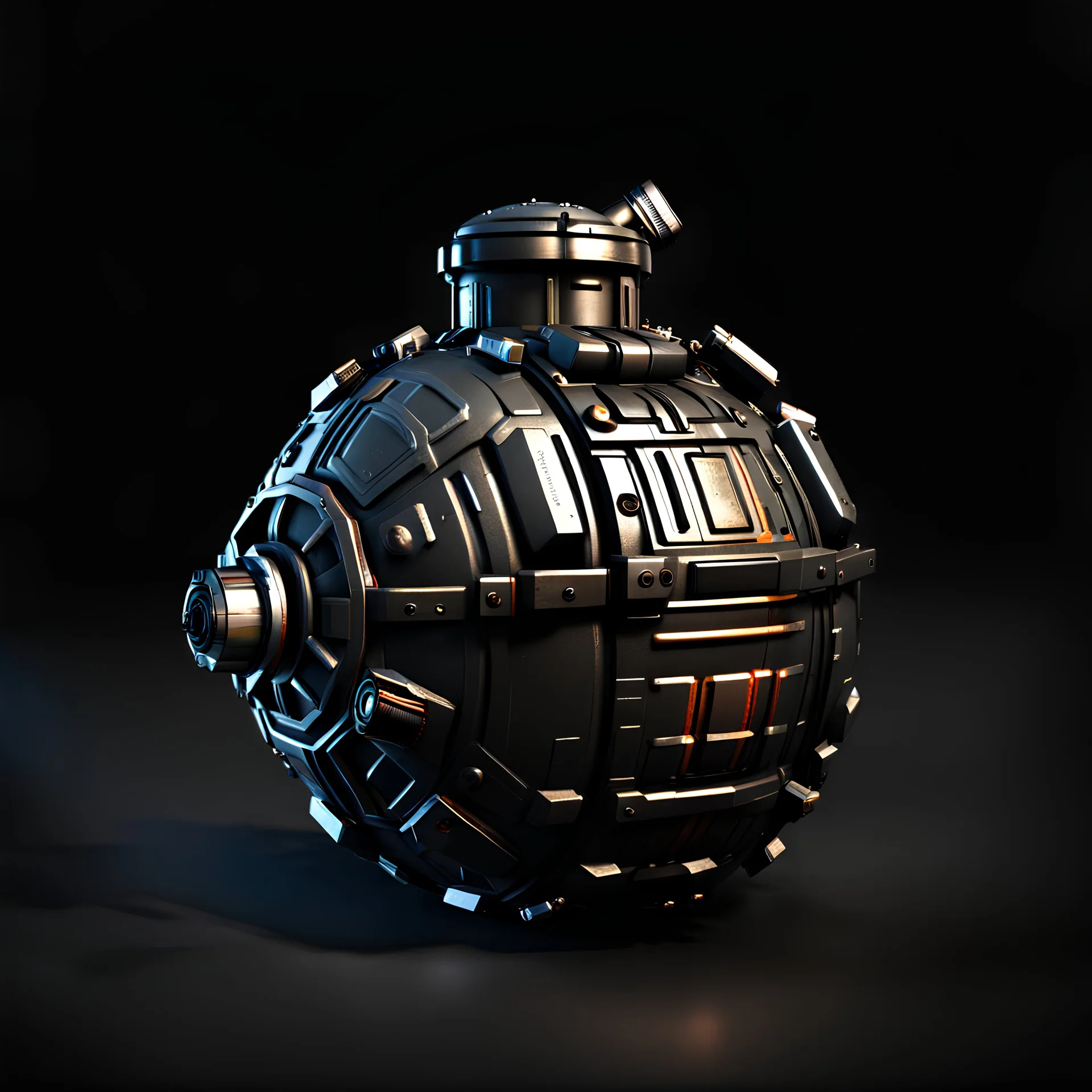 sci-fi grenade, black background