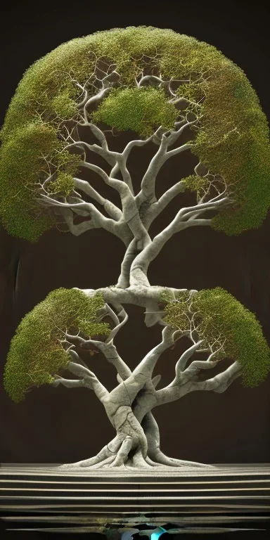 Vector tree set illustration a beautiful digital painting of a marble tree entertwined in tumutluous