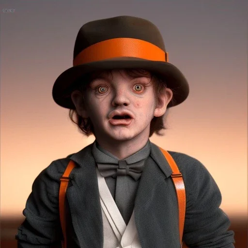 Clockwork orange, Alex toddler, real, full body, distopic background, cyberpunk, dramatic lighting, hyper realistic, 8k