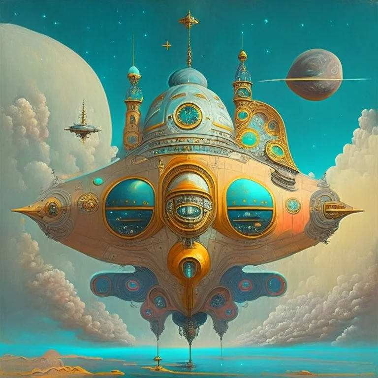 spaceship in the style of orthodox paintings