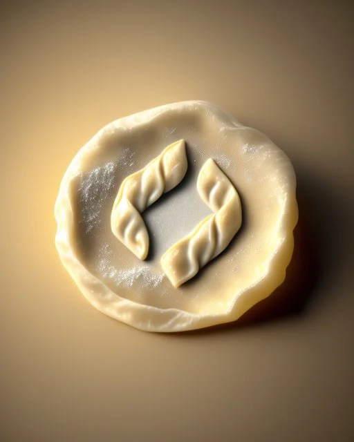 a thin and round flour pastry. gyoza wrapper. Realistic photo. HD. Glowing. 3d style.