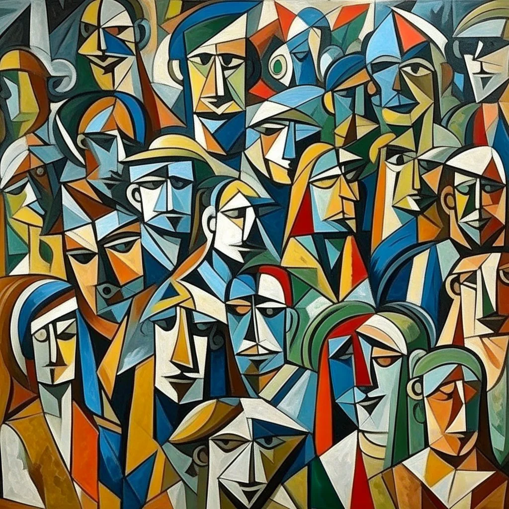 picasso cubism crowd of people