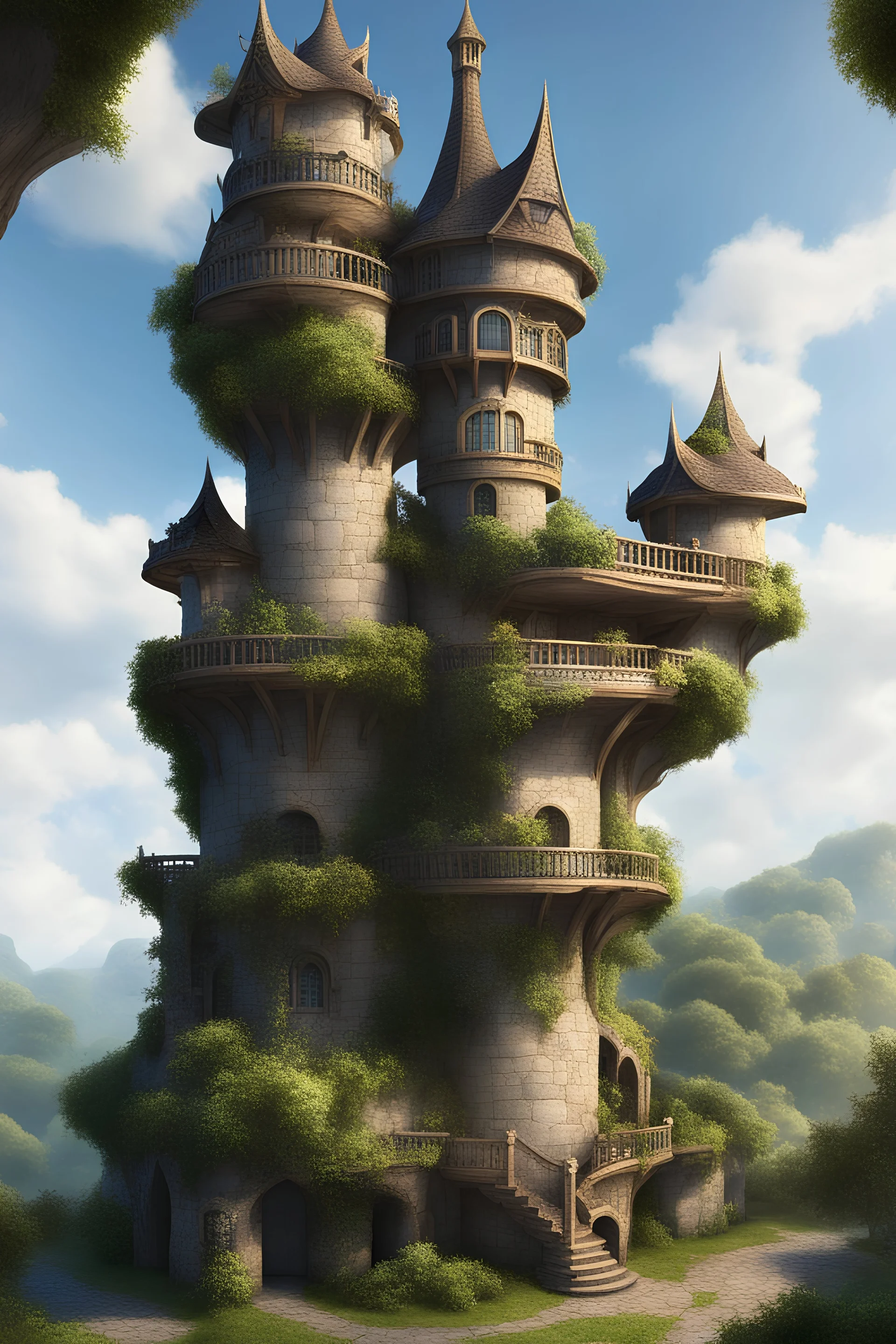 fantasy tower with balcony