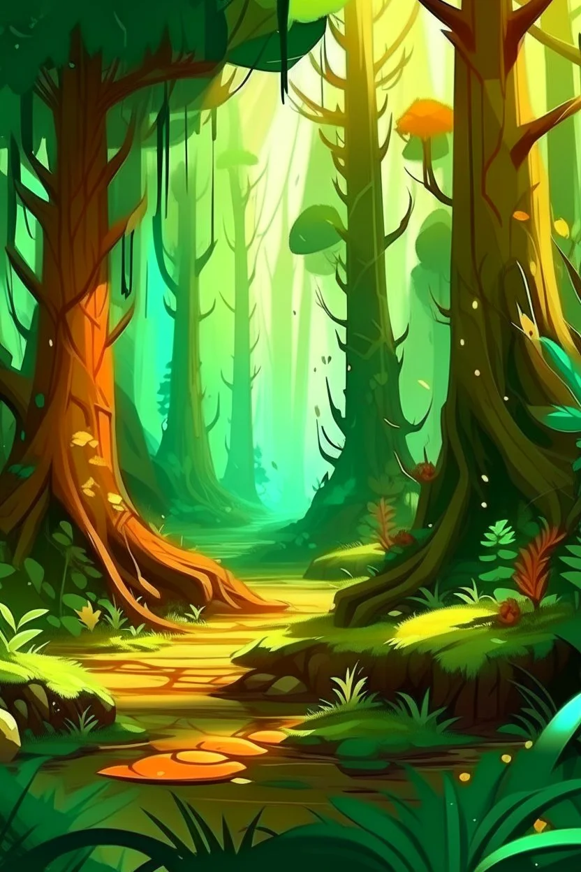 Acrtoon 2d art illustration forest