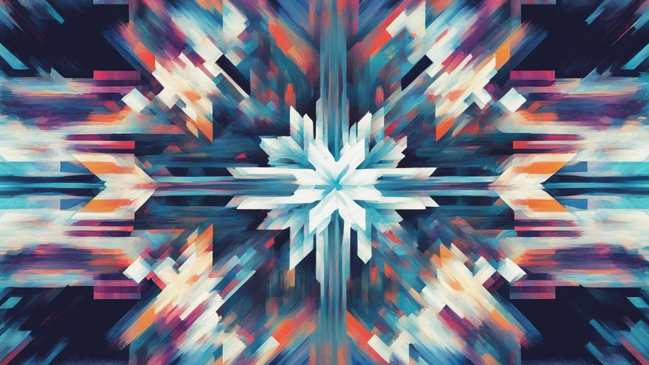 digital glitch pattern snowflake geometric abstraction by per kirkeby