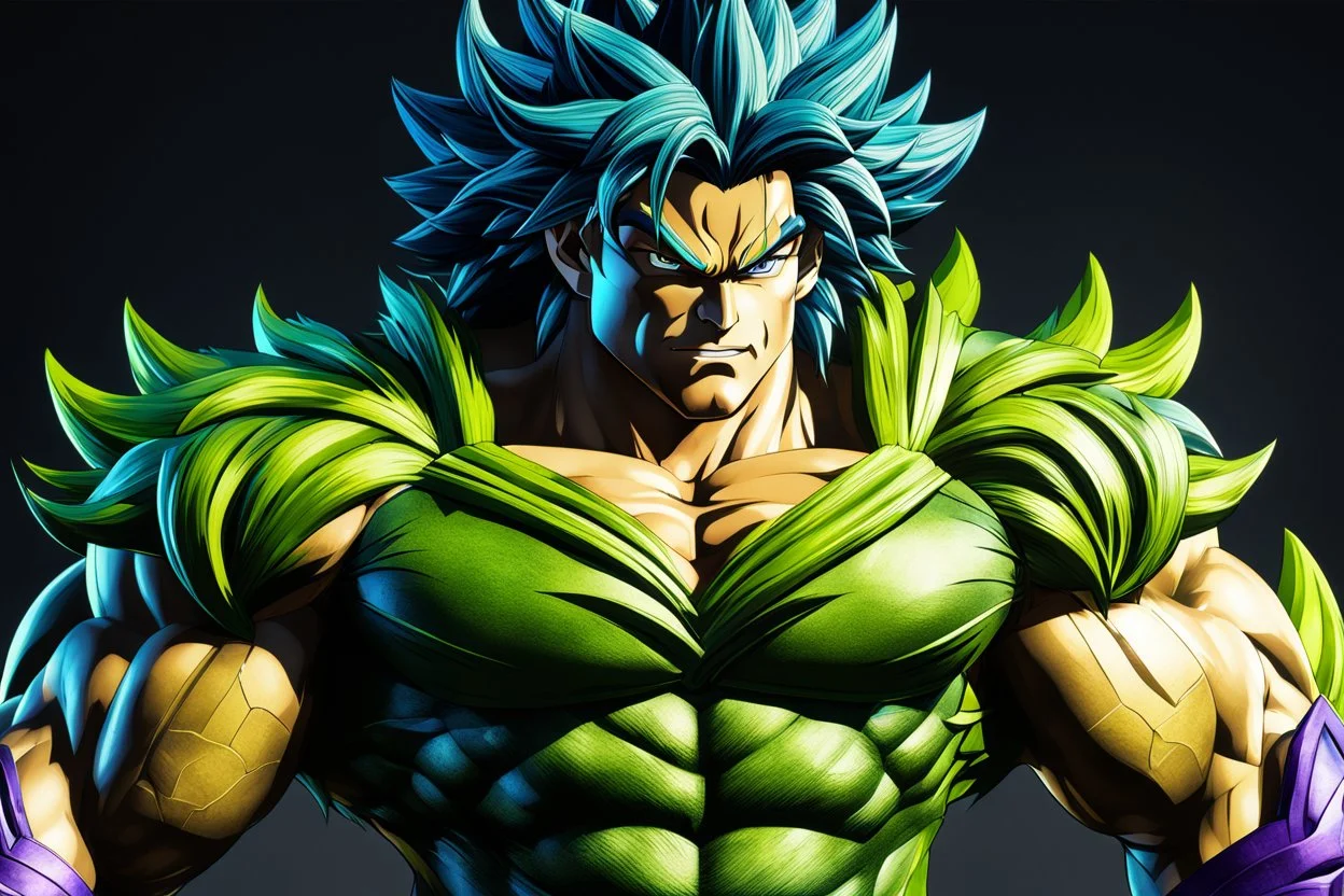 Broly in 8k cgi shadow artstyle, dynamic pose, oshare kei, hurufiyya, rtx , intricate details, highly detailed, high details, detailed portrait, masterpiece,ultra detailed, ultra quality