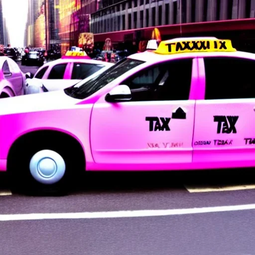 concept art, design, taxi car in new york, taxi car, photography, professional photography, taxi car made of candies, candies, car made of sweets, pink taxi car,