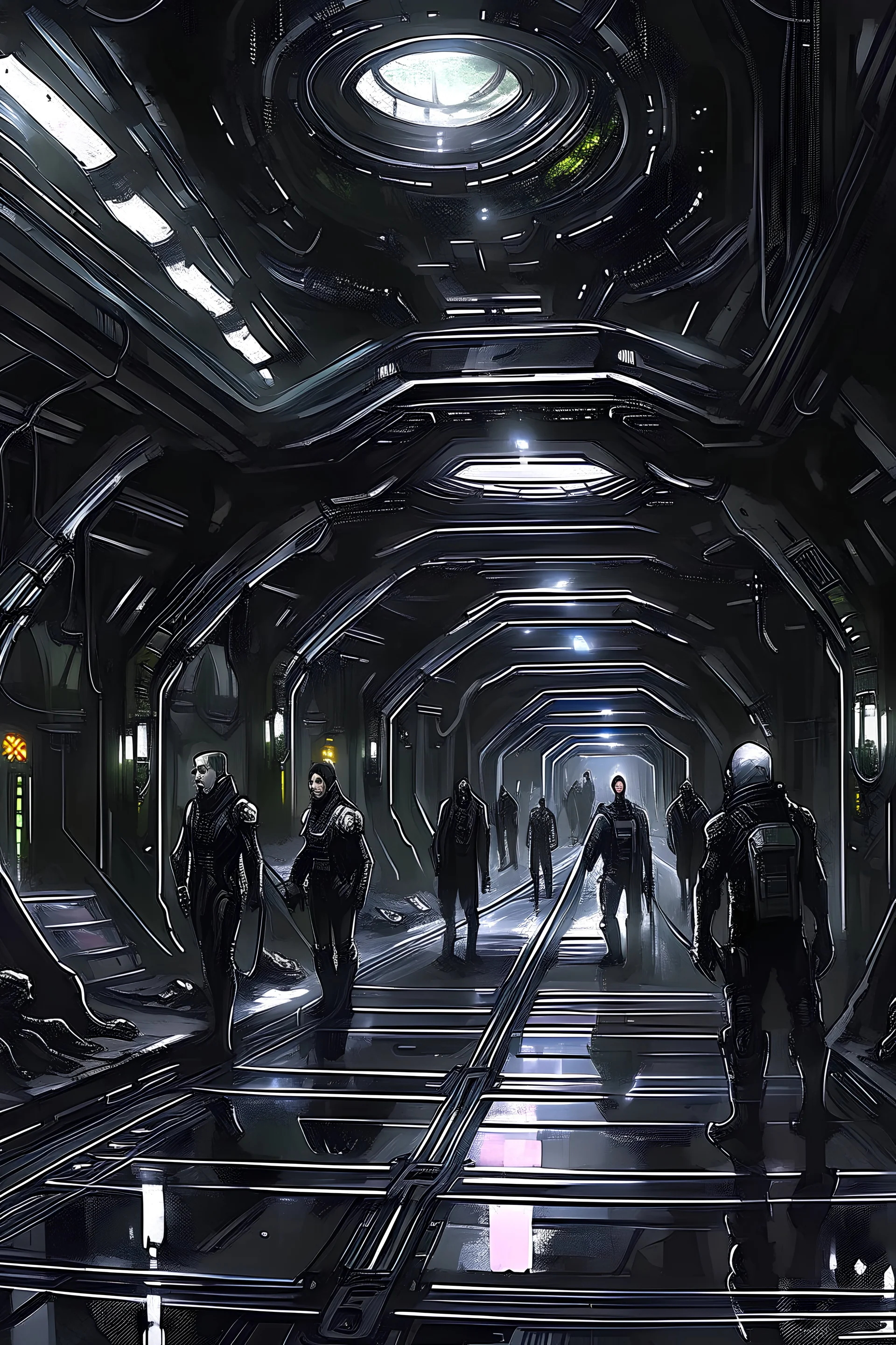 Elite class in a underground metropolis that looks like a dark metallic hive