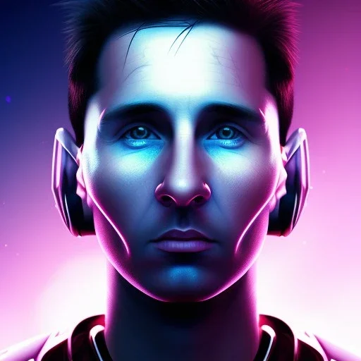 Lionel Messi face, Cyberpunk,