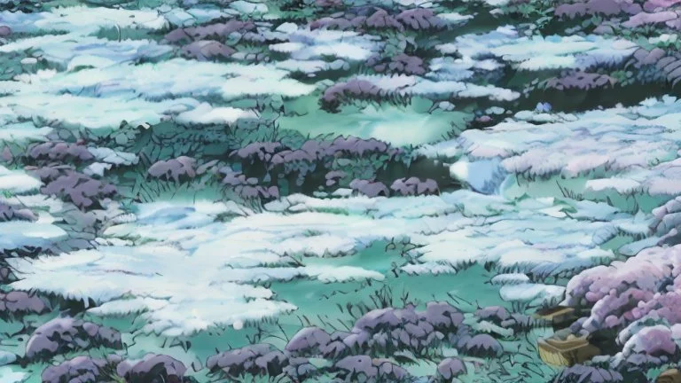 This area is a graveyard where creatures that have died from extreme cold. Each creature is encased in a thick coat of ice, preserving its remains.