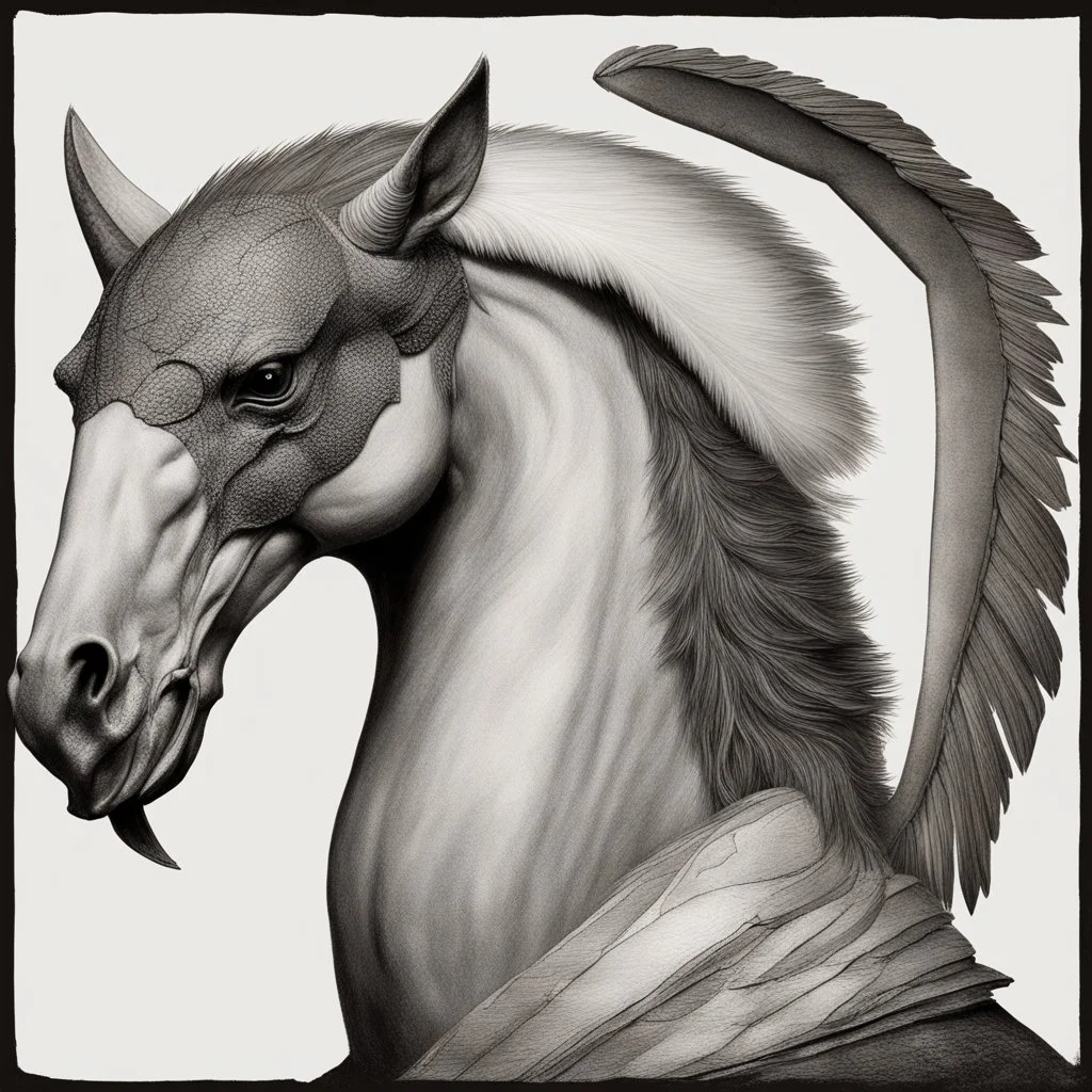 A creature with a combination of an eagle's head and a horse's body