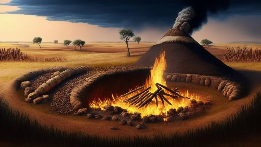 neolithic landscape with agriculture and using fire to clean