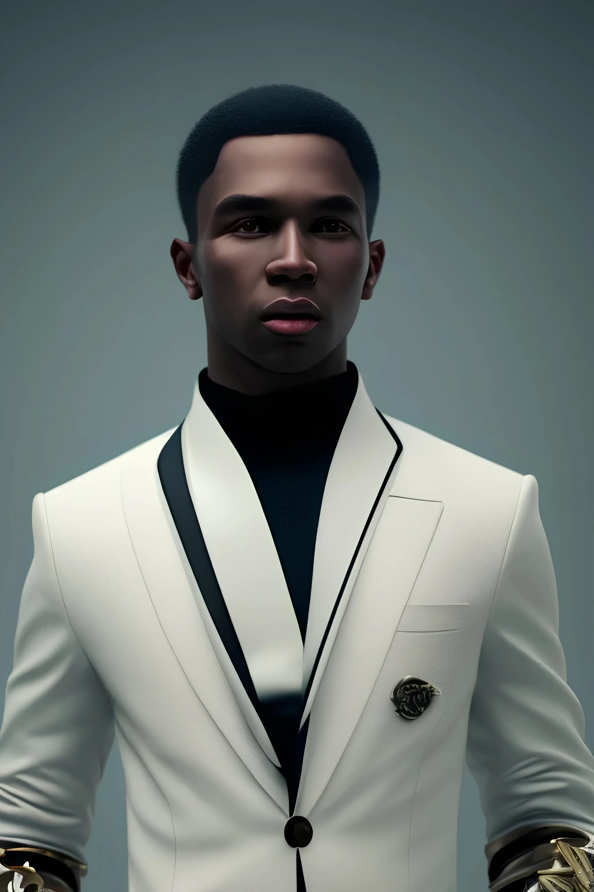 a fancy portrait of a black man, Mitchell Mohrhauser, Johnson Ting, Maxim Verehin, Peter Konig, 8k photorealistic, cinematic lighting, HD, high details, dramatic, atmosphereric, trending on artstation, devianart