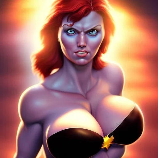 ultra detailed portrait of busty beautiful PowerGirl , extremely detailed digital painting, extremely detailed face,crystal clear eyes, in the style of robert e howard and pablo oliveira and Ken Kelley and Keith Parkinson ,mystical colors,perfectly centered image, perfect composition, rim light, beautiful lighting,8k, stunning scene, raytracing