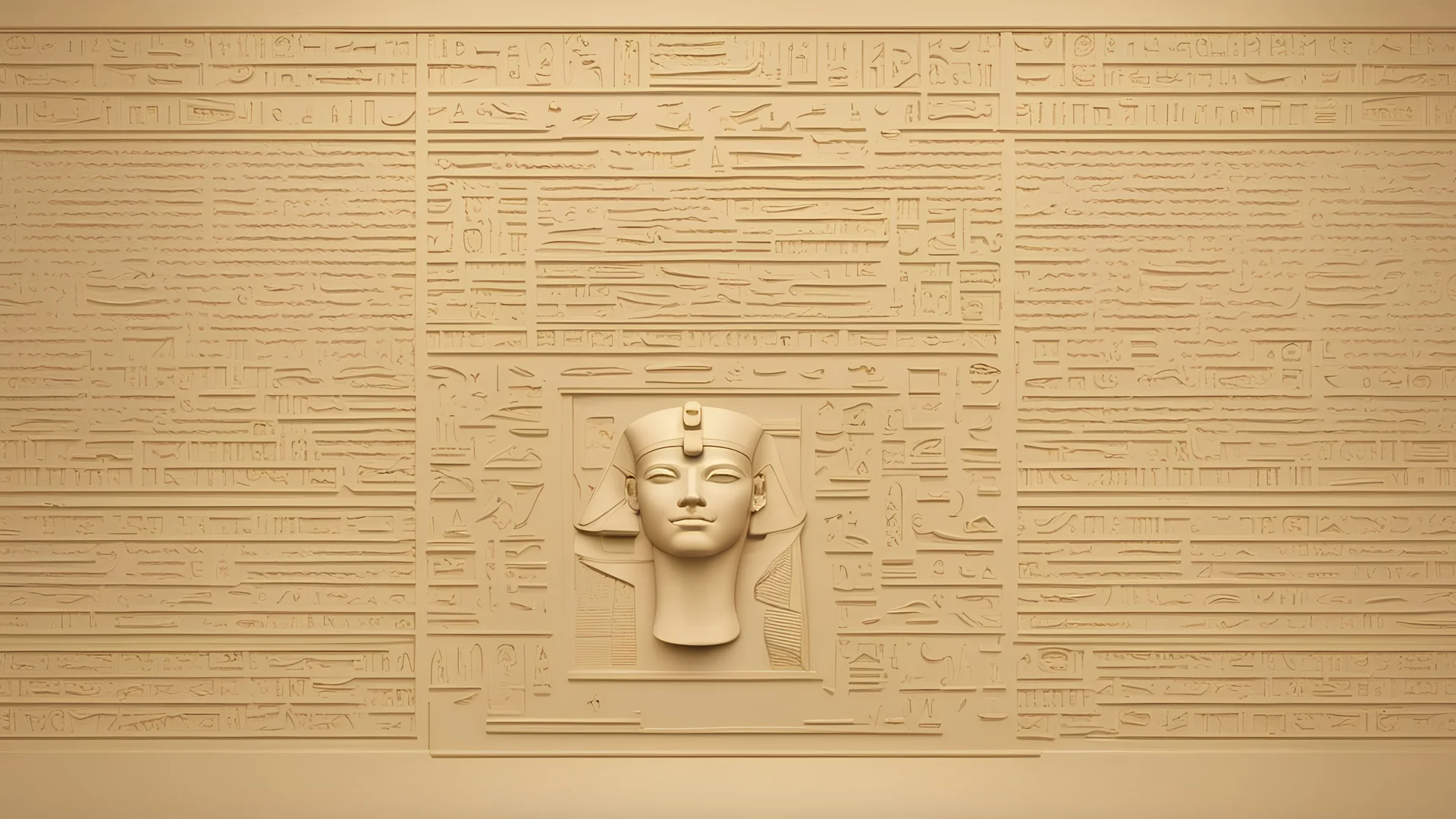 Wallpaper containing letters from various real Egyptian hieroglyphs in three dimensions, symbolizing Iknemenpmenk, L. In the era of artificial intelligence.