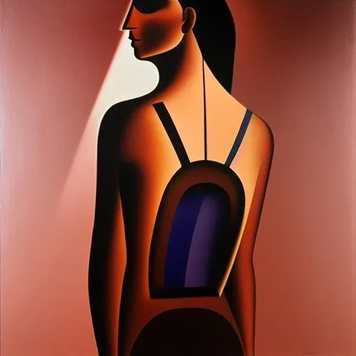 Full body portrait, painting, medium shot lady style of Man Ray