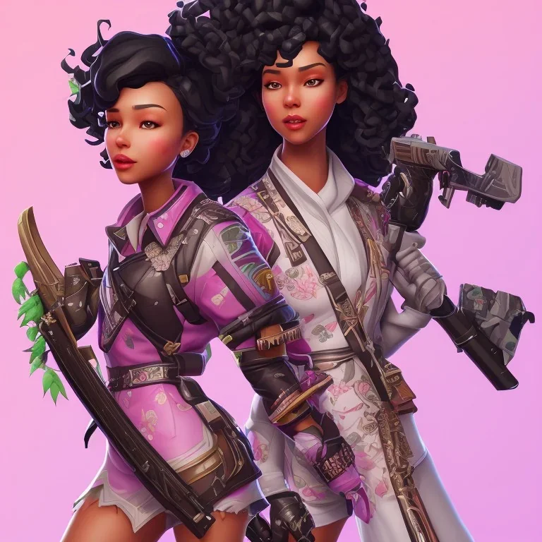 skin fortnite flora Cherry is a sexy black girl with black curly hair gray eyes with kimono with a katana