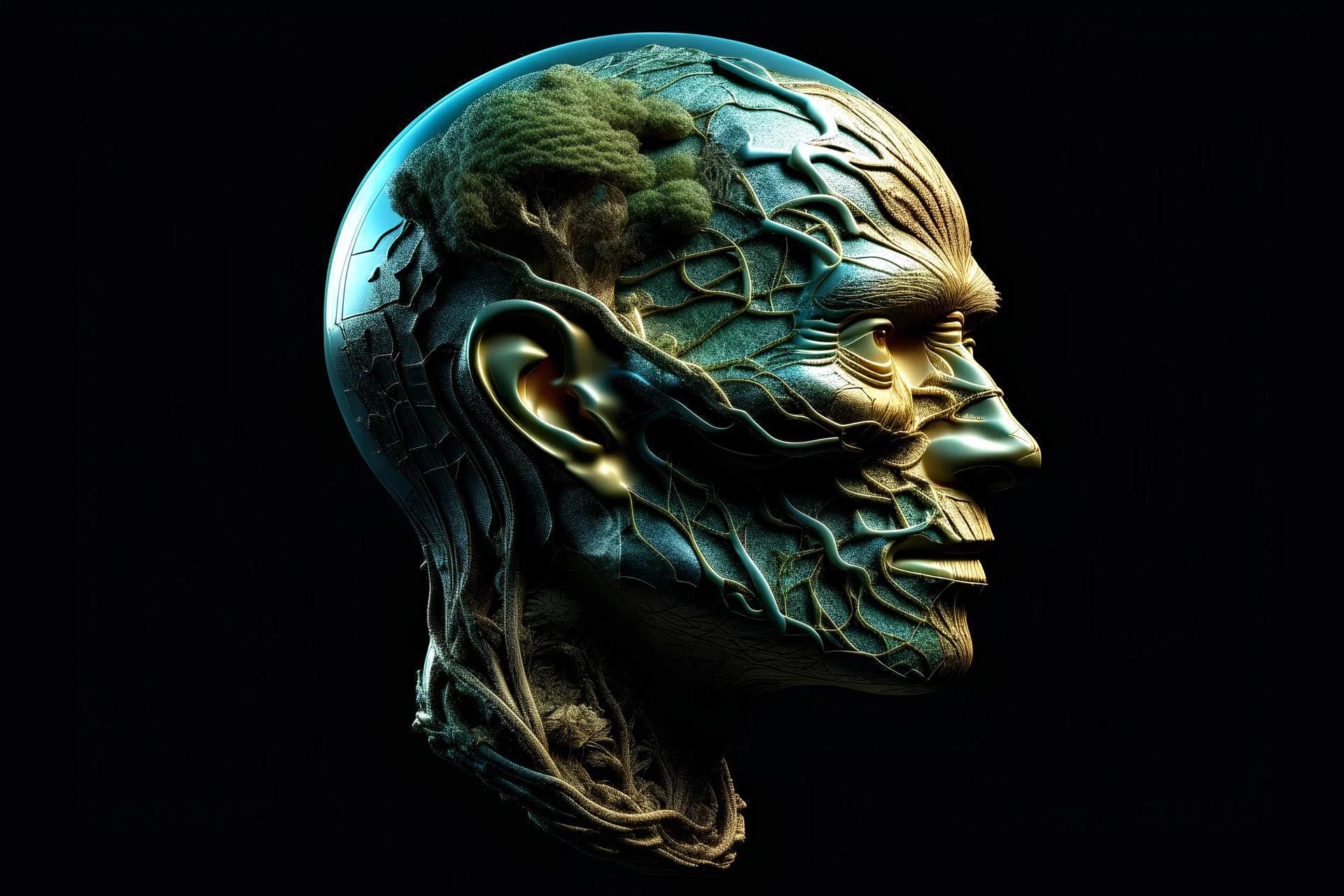 Our earth and antic human, logo art, modern, detailed, emotional, front view, 3d
