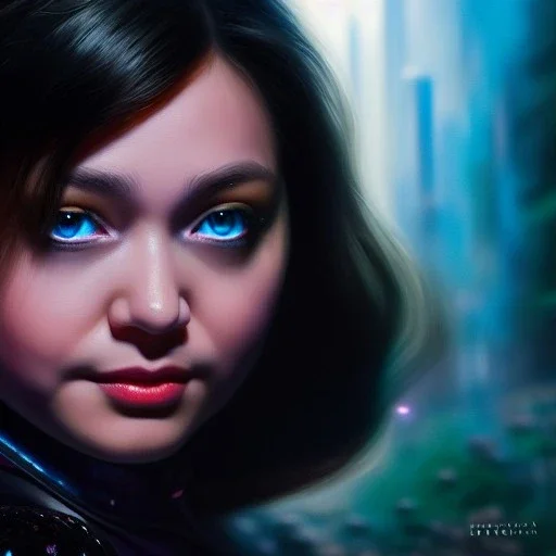 Ultra detailed fullbody Portrait in oil on canvas of Hit Girl , extremely detailed digital painting, extremely detailed face,crystal clear Big Glowing eyes, mystical colors ,perfectly centered image, perfect composition, rim light, beautiful lighting, 8k, stunning scene, raytracing, anatomically correct, in the style of robert e howard and Ken Kelley and Ohrai Noriyoshi and Simon Bisley and tomzj1