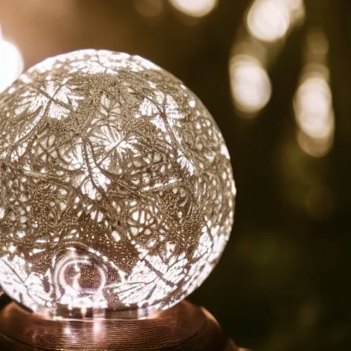 Cinematic shot of lace crystal sphere