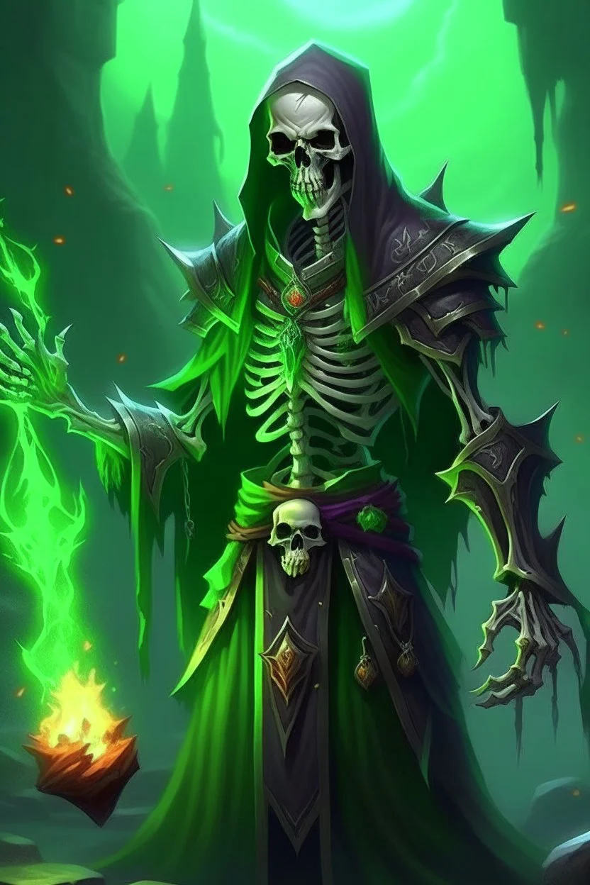 male undead skeleton warlock wow warcraft world affliction corruption soul chaos succubus destruction demonology agony lich green flame fel fire