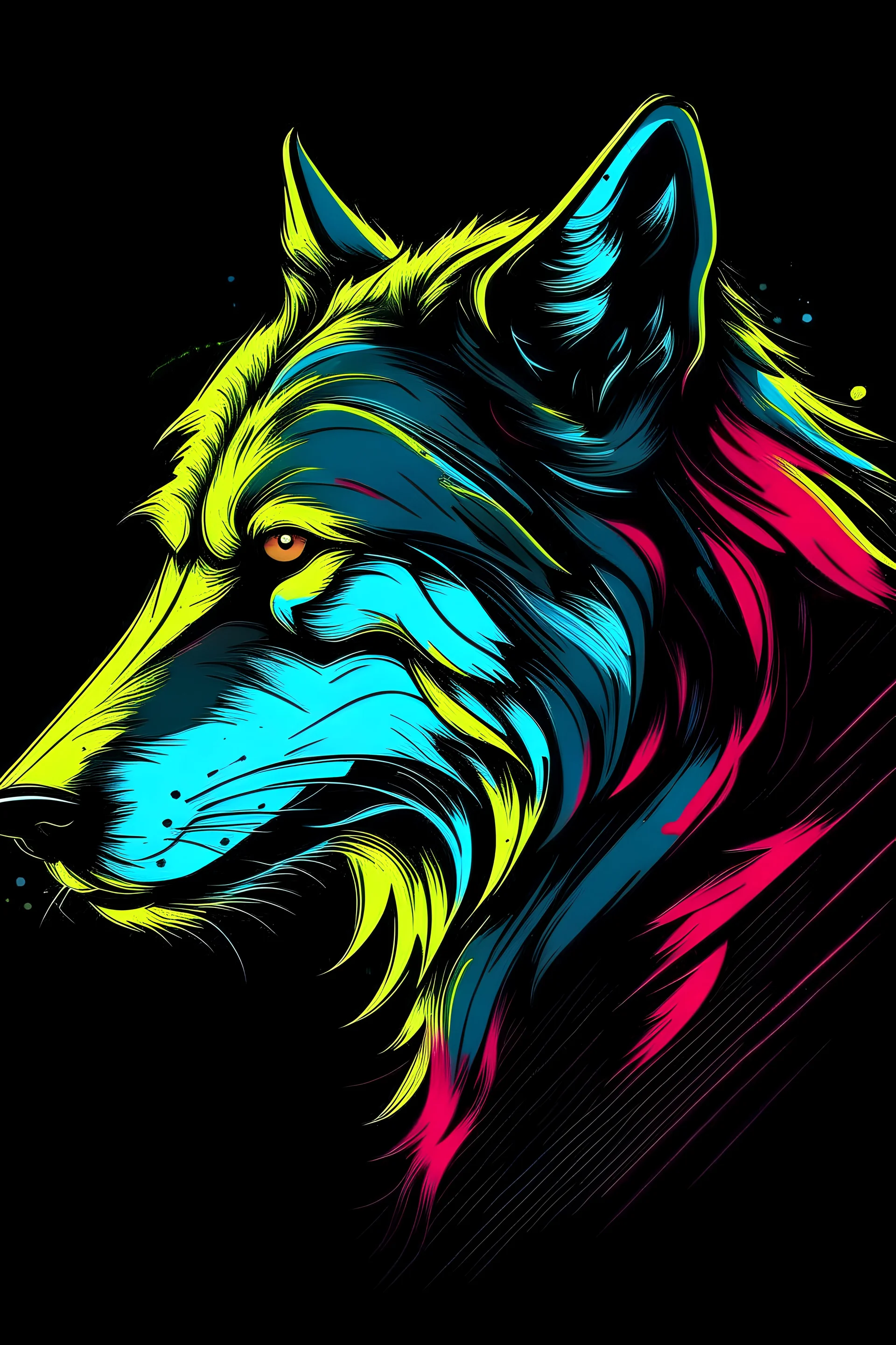 masterpiece, best quality, Siberian Wolf, simple logo background, in the style of japanese manga, duotone, professional quality panting, ultra detailed, joyful lightning, multiple colors with some shades, half body shot