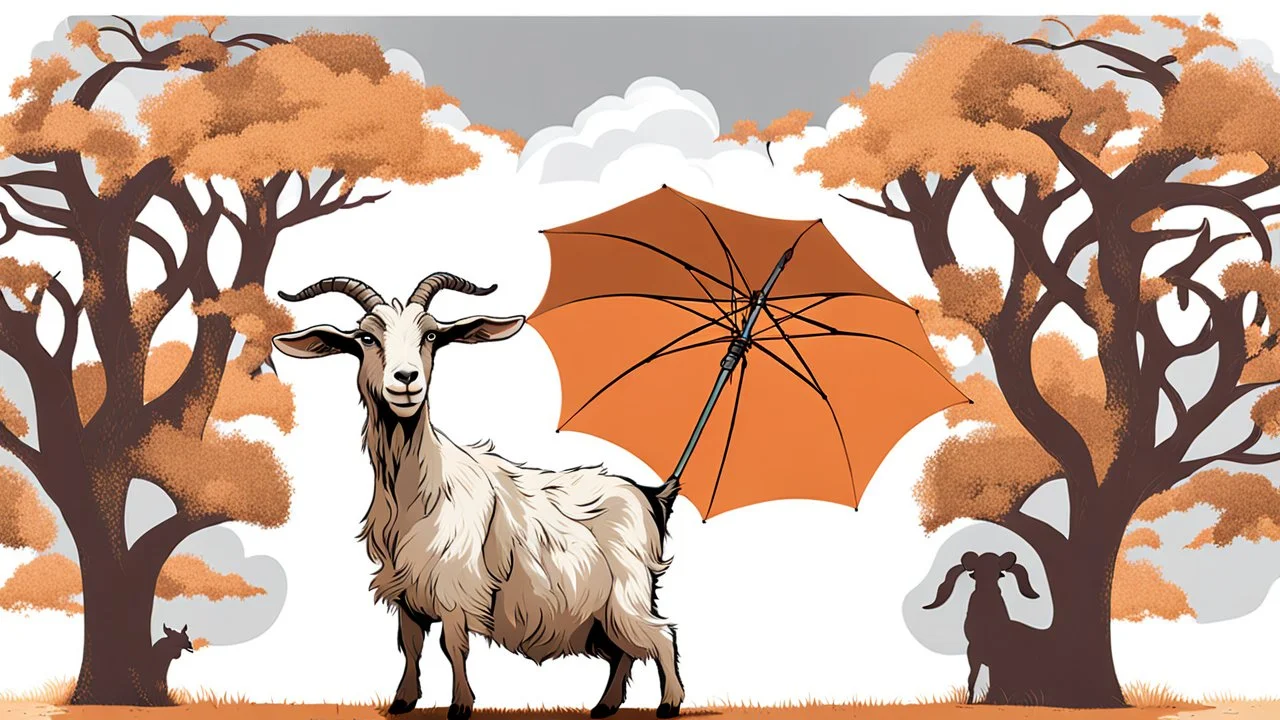 Goat holding a cisco branded umbrella in the AWS cloud