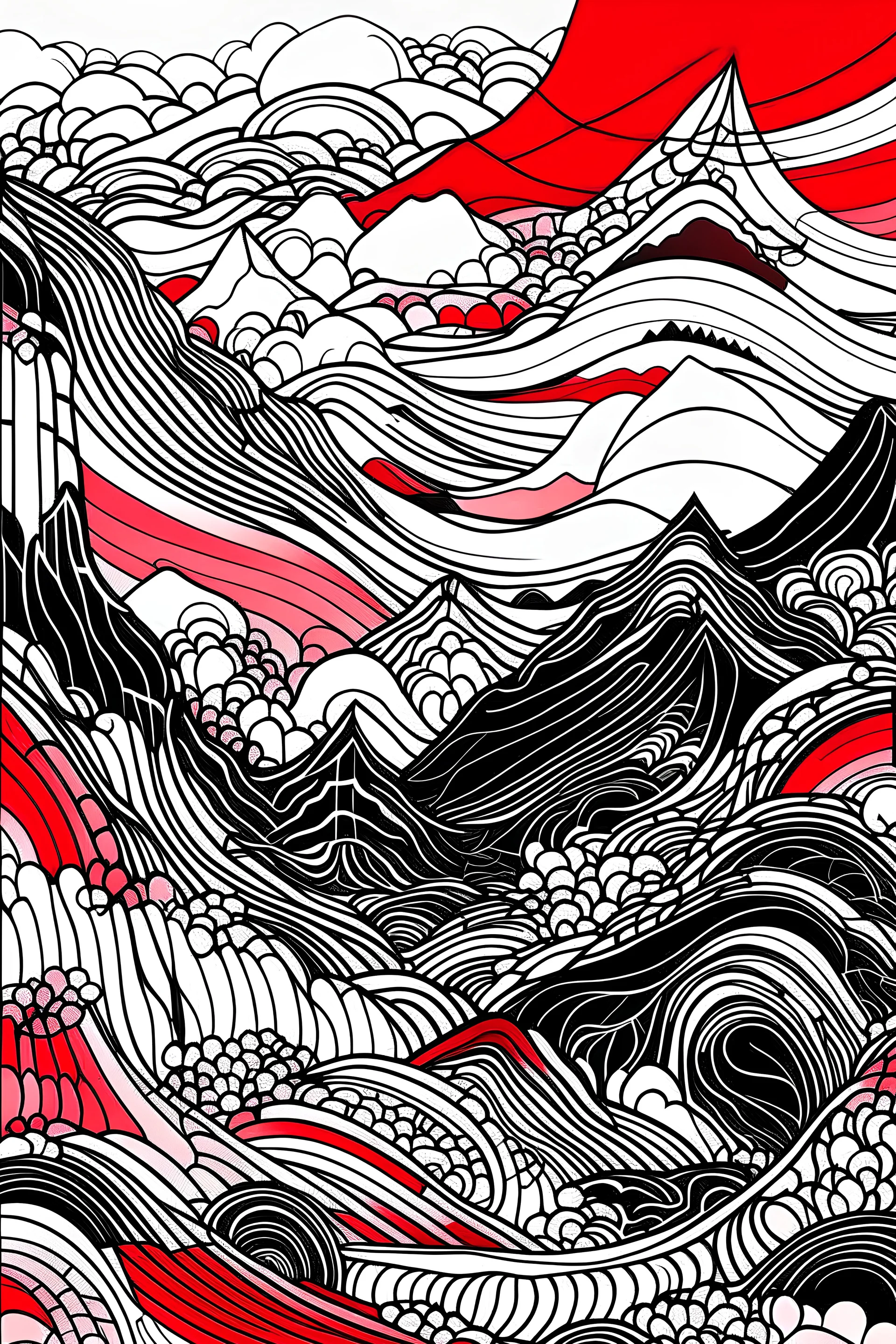 viviendo en la calle lluvia one line art japon colores rojo y negro pero no muchos