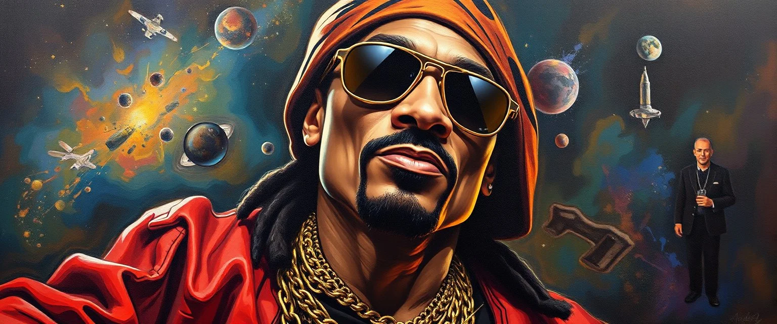 master oil painting by Rembrandt, space style pimp rap snoop awesome coolness, real