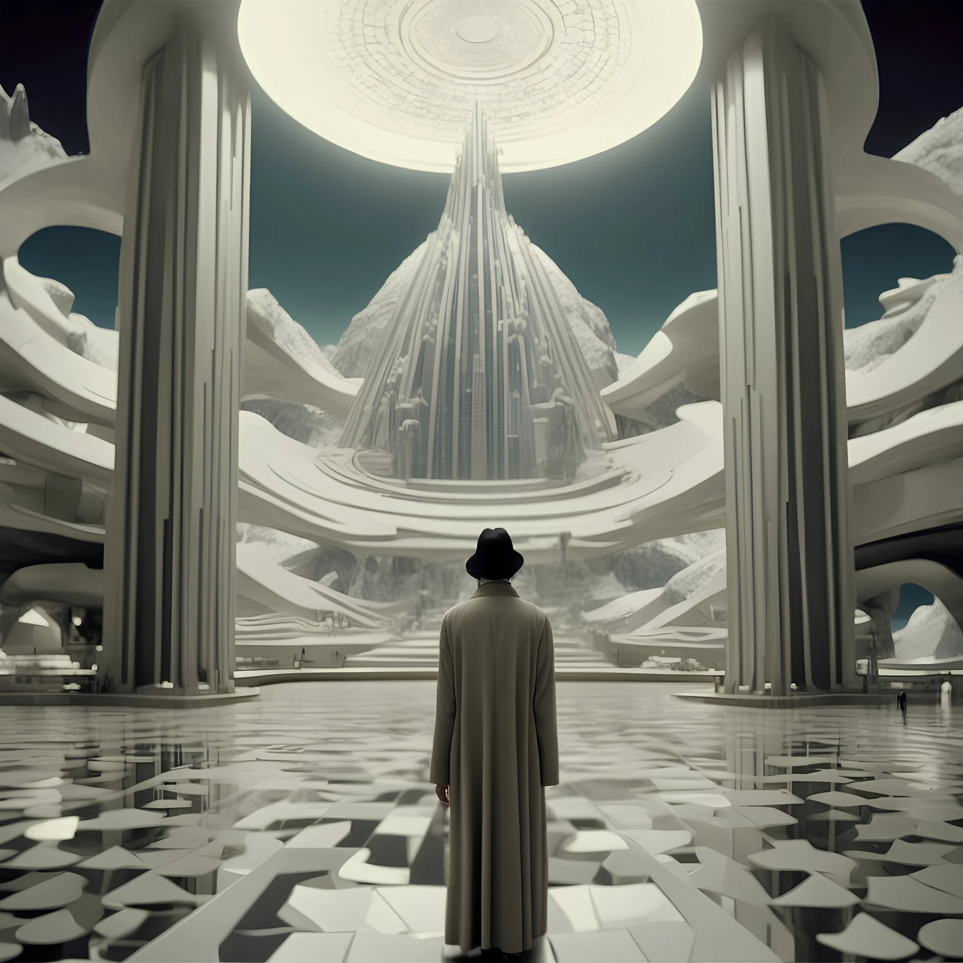 2000 style, artificial intelligence,neo - academism,panorama, the holy mountain, dream, imaginary fantasy ,future sci - fiaesthetic,movie shot --ar 4:3
