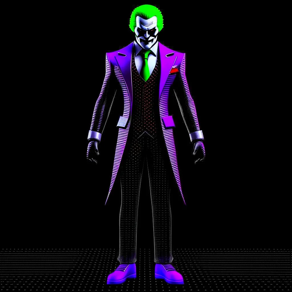 Arte digital 3D de Joker, colores contrastantes, full body