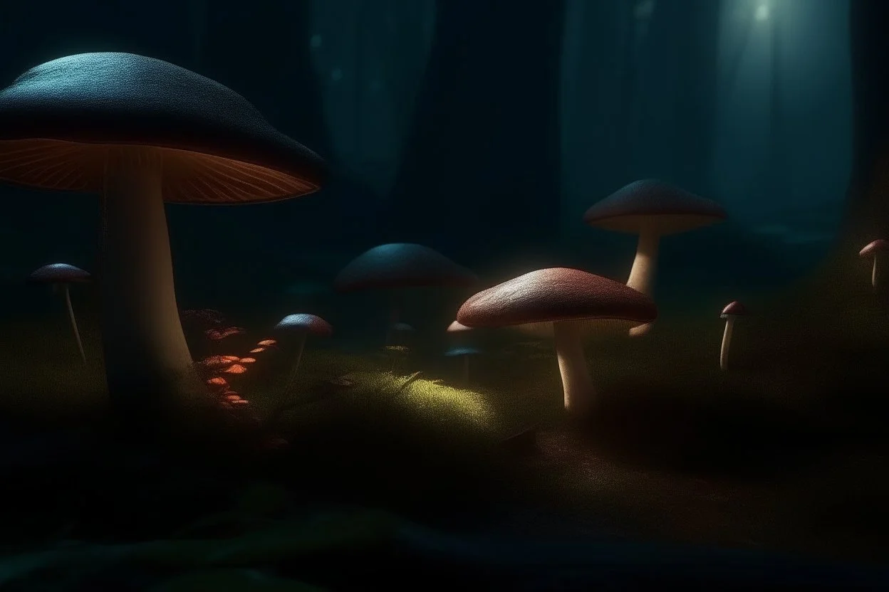 prompt 26: Enchanted forest mushrooms::1 luminous caps, mystical glen, fairy realm, macro fantasy, nature::0.9 magical, mushrooms, forest, enchanting, fantasy::0.7-ar 16:9 --v 5.2 --s 250