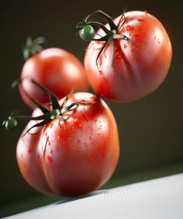 wet tomato, white background, eye level view, long shot view, photo studio, total white background, realistic image, smooth, unreal engine 5, ray tracing, RTX, lumen lighting, ultra detail, volumetric lighting.