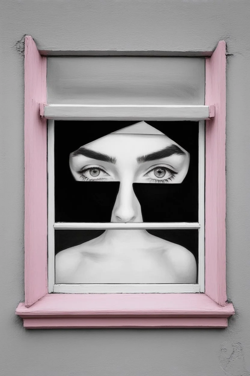 Looking through my eyes from the inside as a window; Surrealism with a black and white interior of and a pale pastel exterior