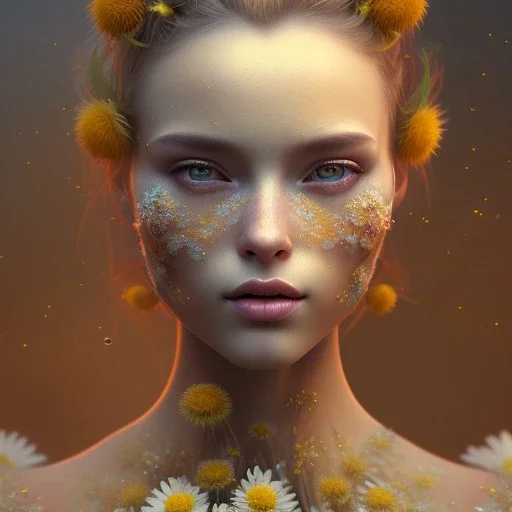 daisy beautiful girl,utra realistic,highly detailed, masterpiece, sharp focus, insanely detailed, honeybee, fantasy art, intricate detailed, elegant, fog, Special Lighting, Vibrant, color Scheme, forest, unreal engine 5, trending on artstation