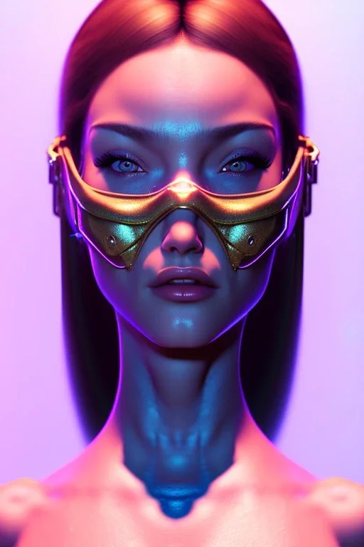 Woman Portrait with Sweet Rabbit mask, natural body, color background, photo studio, unreal engine 5, concept art, ray tracing, lumen lighting, ultra detail, volumetric lighting, 3d.