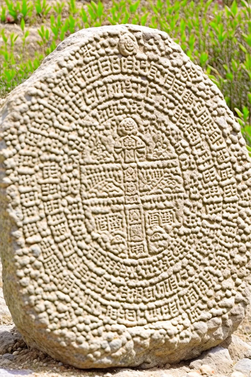 stone with engraving that reads "མི་རྟག་པ་"