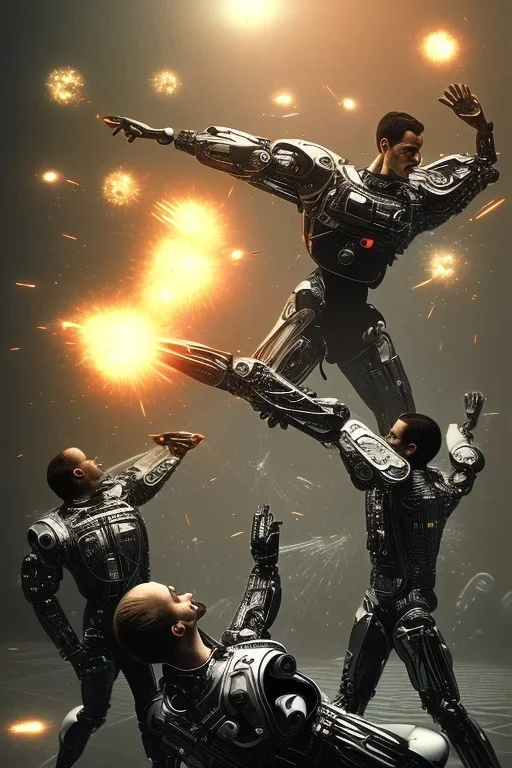 cyborg attack men, matrix style