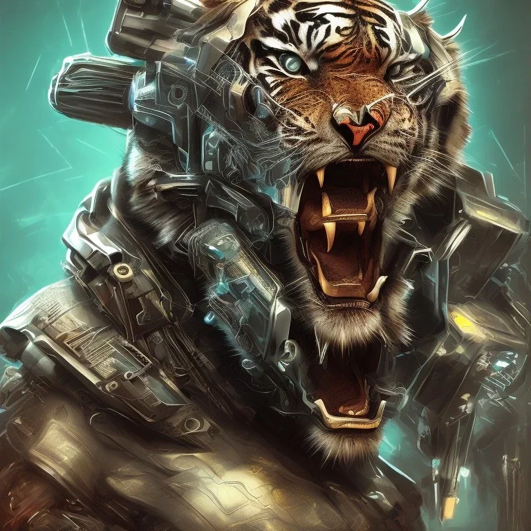 scary cyber punk tiger